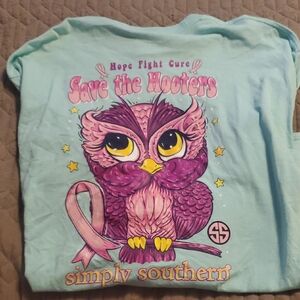 Simply Southern Aqua Tee with Purple Owl Graphic